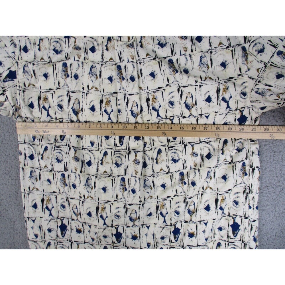 Ivy Crew Shirt Mens Large Beige Blue Fish Outdoor Button Down Short Sleeve - Picture 8 of 11